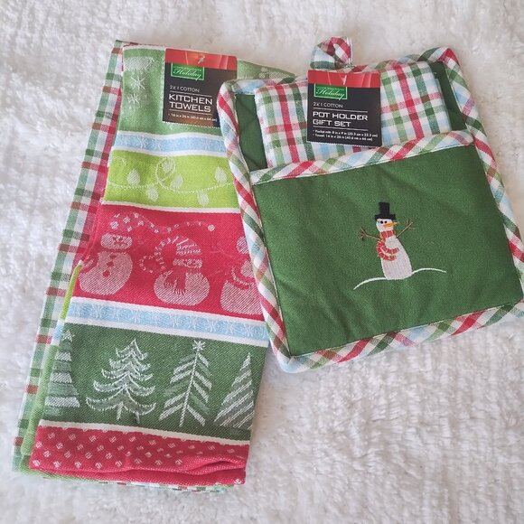 Christmas 4pc. Towel & Oven Mitt Set with Free Gift - Picture 1 of 4